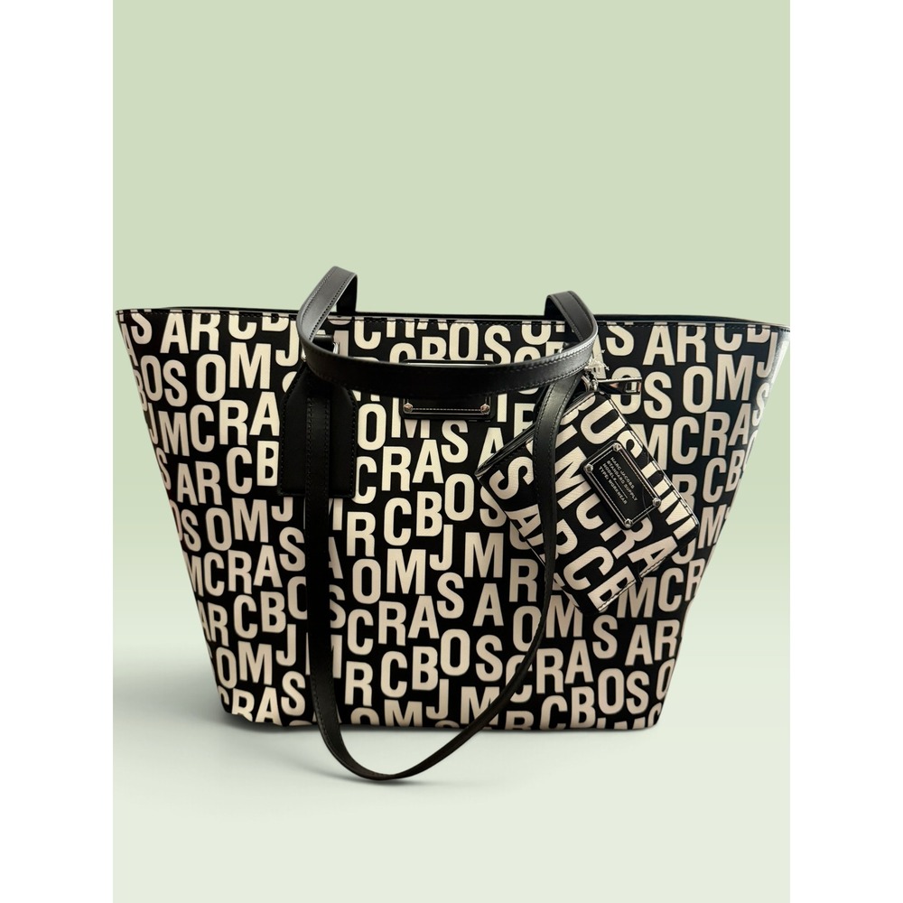 Marc Jacobs Standard Supply Logo Tote Bag and Wallet Set Black White Workwear